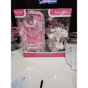 Kingstate African American Baby Emma Baby Doll Set & Accessories, NEW